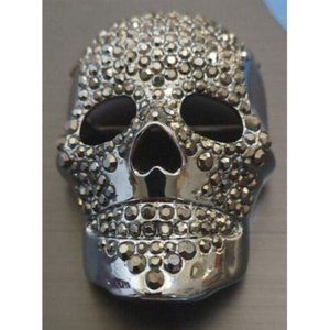 Simply Vera Vera Wang Pewter Tone Crystal Skull Pin